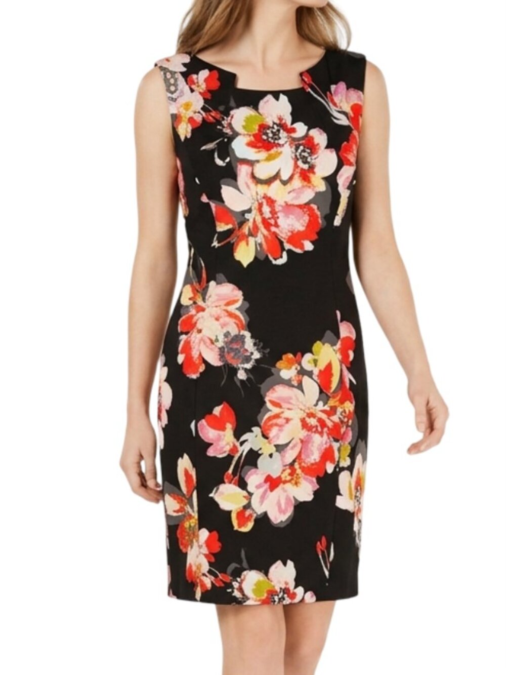 Tahari ASL Kathy Dress Sheath Sleeveless Floral Print NWT
